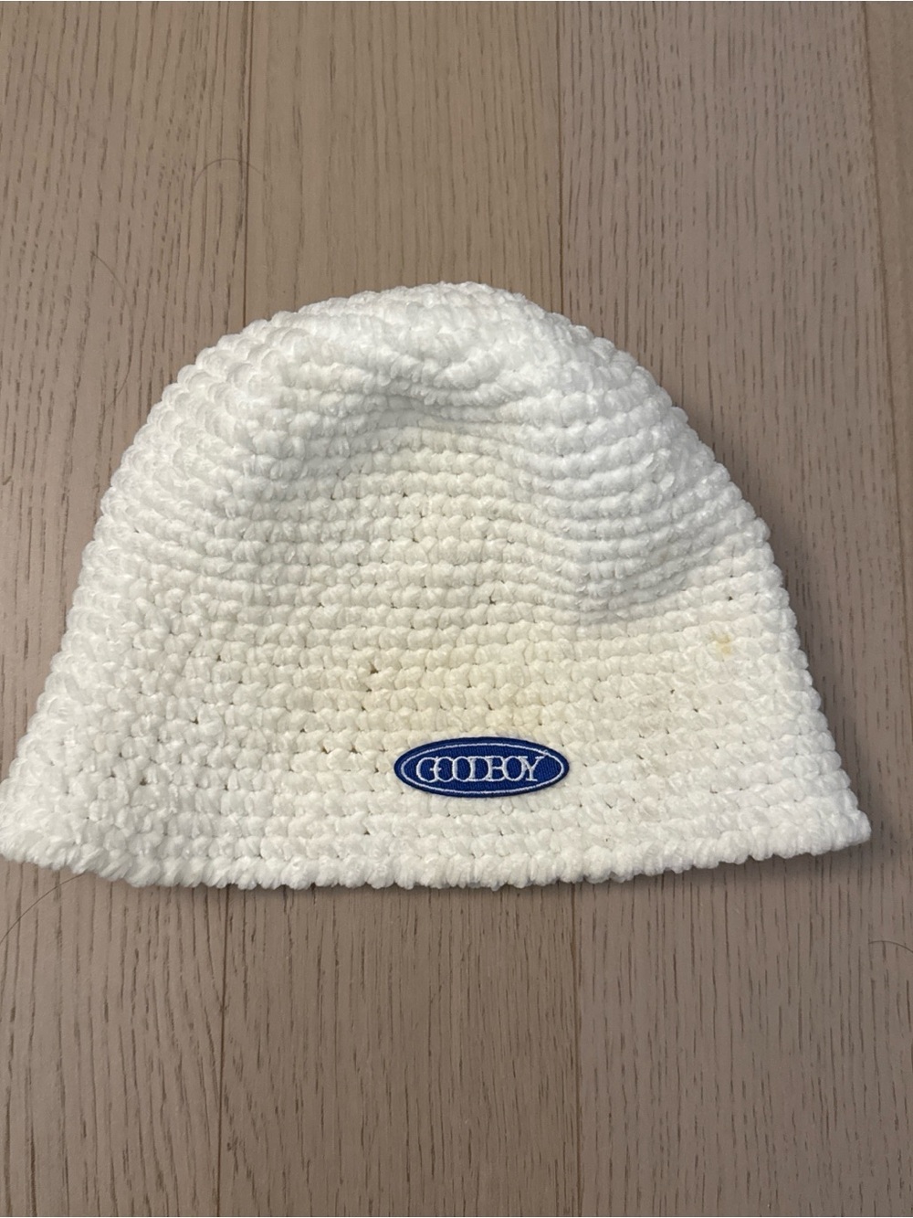 White Knitted Bucket Hat